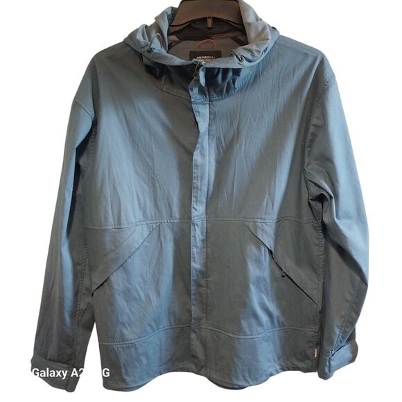 Merrell Mens Hooded Jacket With Covered Zipper & Adjustable Hood Closure - Blue - Picture 1 of 14